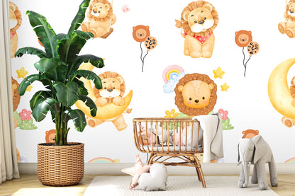 Cute Lion Nursery Seamless Pattern