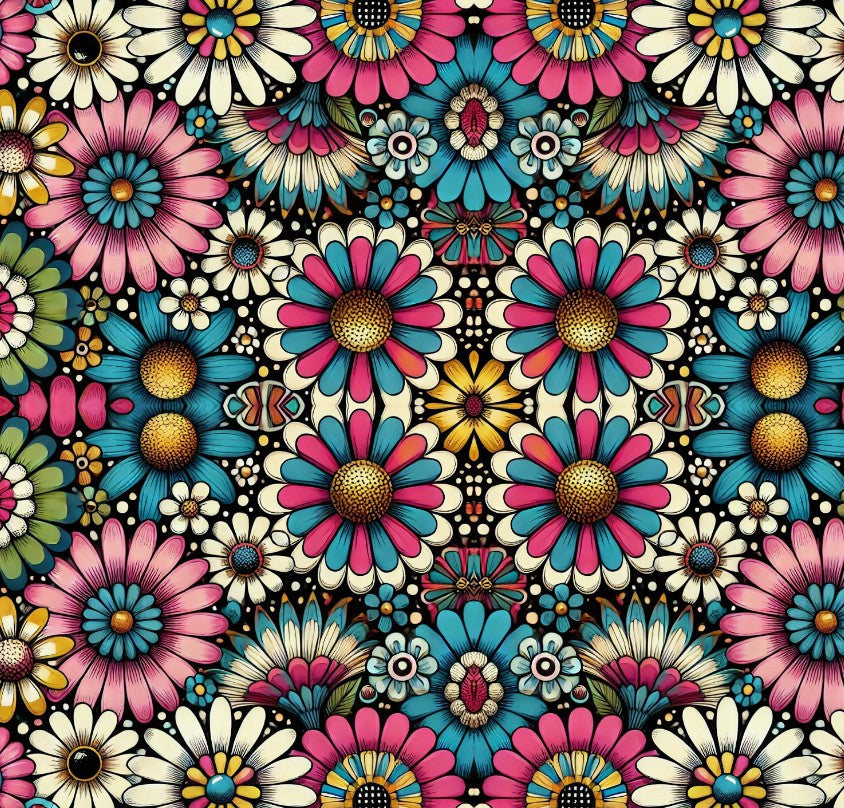 Colorful Daisy Floral Seamless Pattern