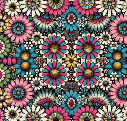 Colorful Daisy Floral Seamless Pattern