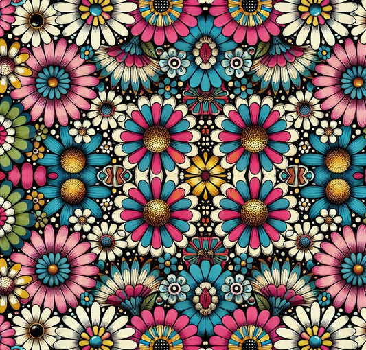 Colorful Daisy Floral Seamless Pattern