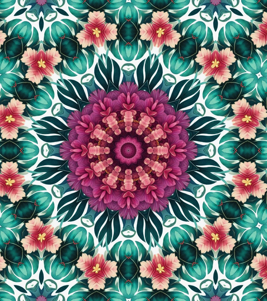 Vibrant Floral Kaleidoscope Seamless Botanical Pattern