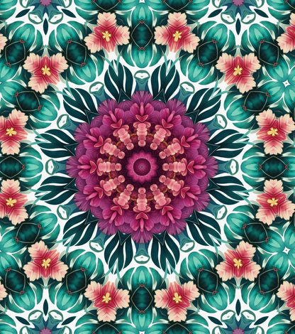 Vibrant Floral Kaleidoscope Seamless Botanical Pattern