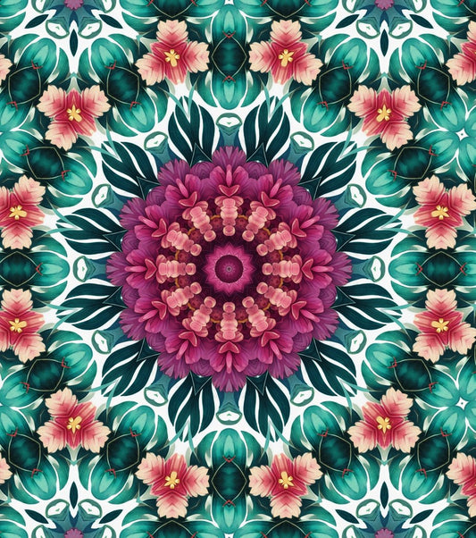 Vibrant Floral Kaleidoscope Seamless Botanical Pattern