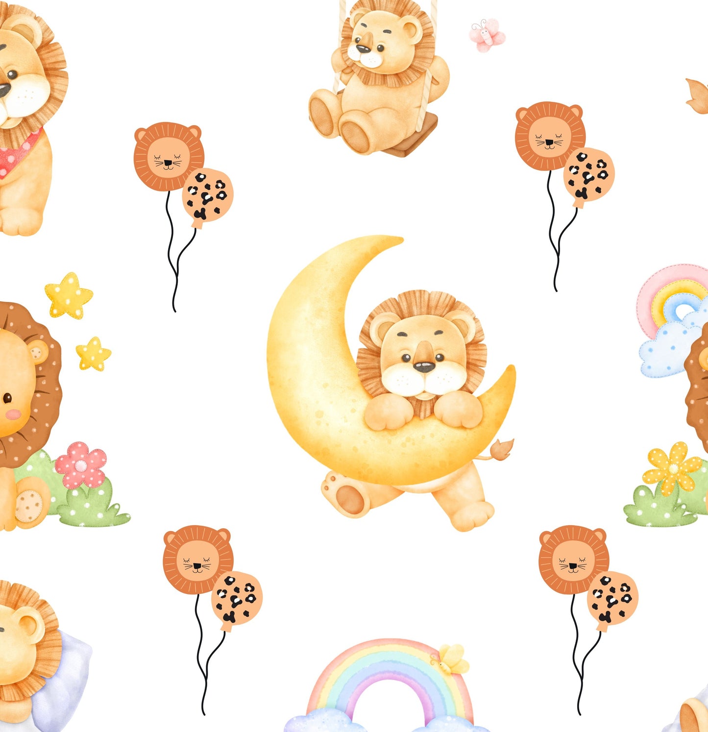 Cute Lion Nursery Seamless Pattern